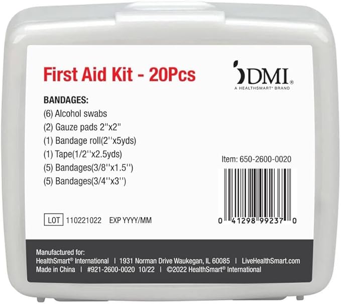 DMI First-Aid Kit, Mini 20-Piece Kit, Small and Compact All-Purpose Use - Image 4