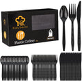 360 Pieces Black Plastic Cutlery Set (Black)