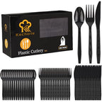 360 Pieces Black Plastic Cutlery Set (Black)