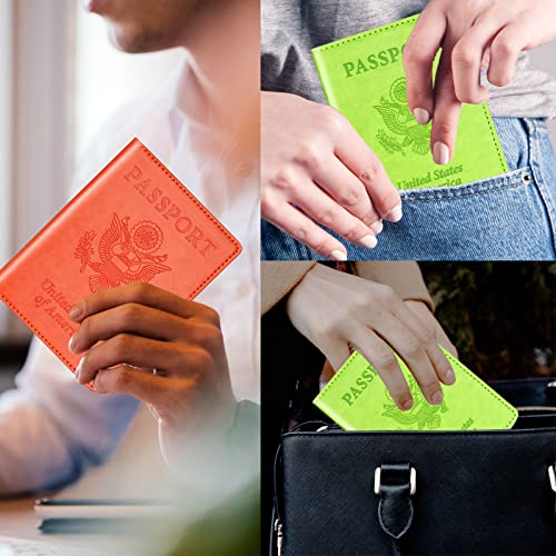 Green & Orange Passport Holder for Travel (A-green & orange / Minimalist)