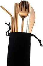 7 Pcs Portable Flatware Set, 304 Stainless Steel Cutlery Set Travel Utensils - Image 2