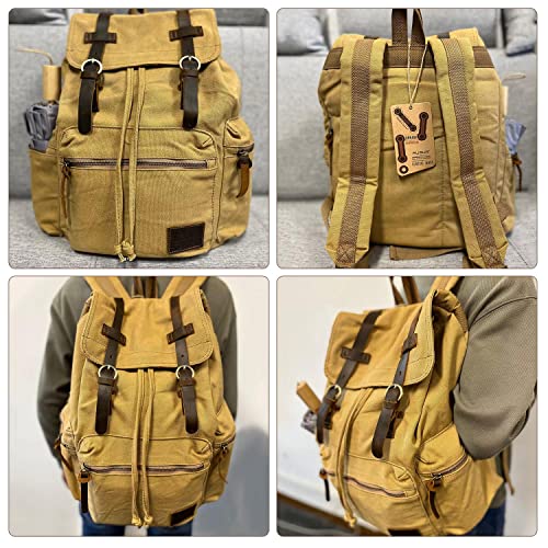 High Capacity Canvas Vintage Backpack (Medium / Khaki)