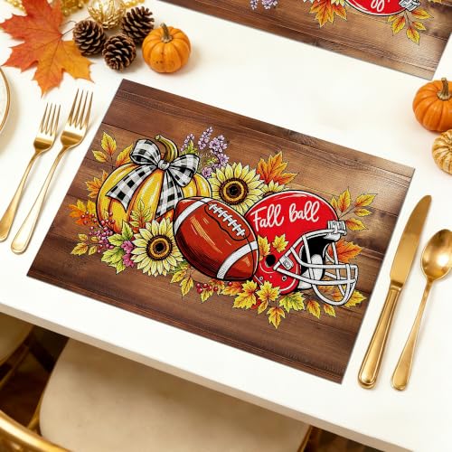 Fall Football Placemats Set of 6 (Football Pumpkin)