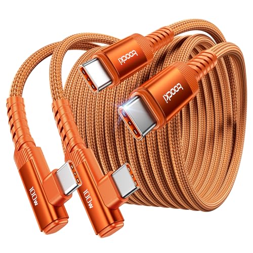 100W Right Angle Fast Charging USB C Cable (10+10FT / Orange)