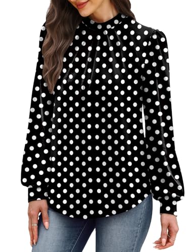 Fall Clothes for Women 2026 Winter Clothing Blouses Dressy Casual Tops for Teachers Fall Outfits for Women Spring Break Essentials Plus Size Black Polka Dot 2XL (04 - Black Polka Dot / XX-Large)