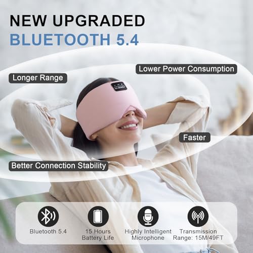 Bluetooth 5.4 Sleep Mask (Soft Pink)