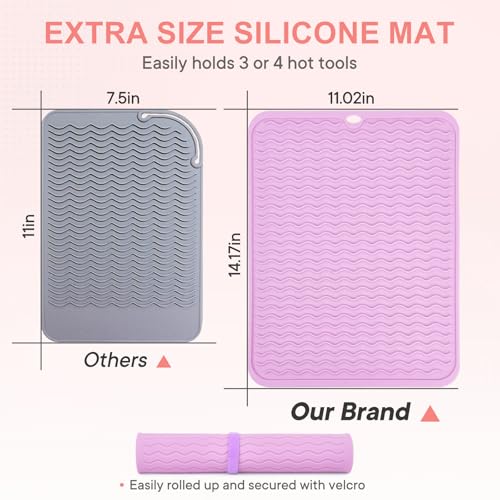 Oversize Silicone Heat Resistant Mat for Hair Tools (Purple)