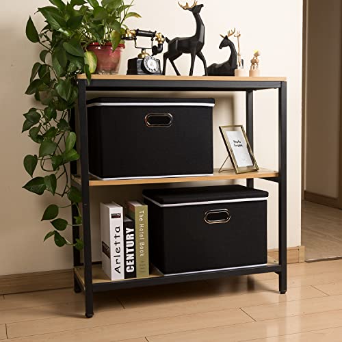 Extra Large Collapsible Storage Bins with Lids [3 (Black / XXL (3-Pack))
