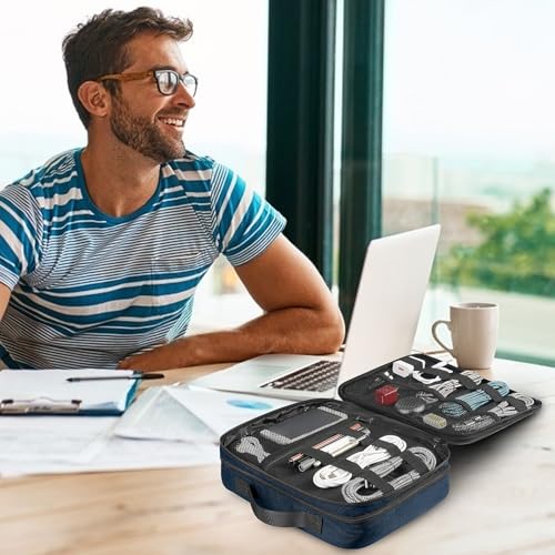 Electronic Travel Organizer Case (Navy Blue / Medium)