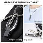 Titanium Emergency Keychain Necklace Whistle (2pcs Silver)