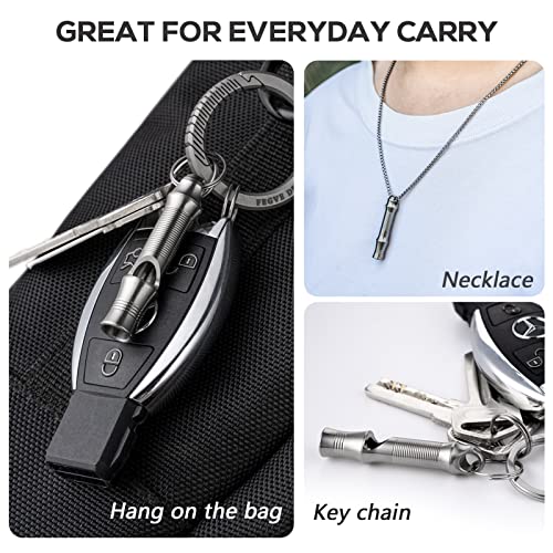 Titanium Emergency Keychain Necklace Whistle (2pcs Silver)