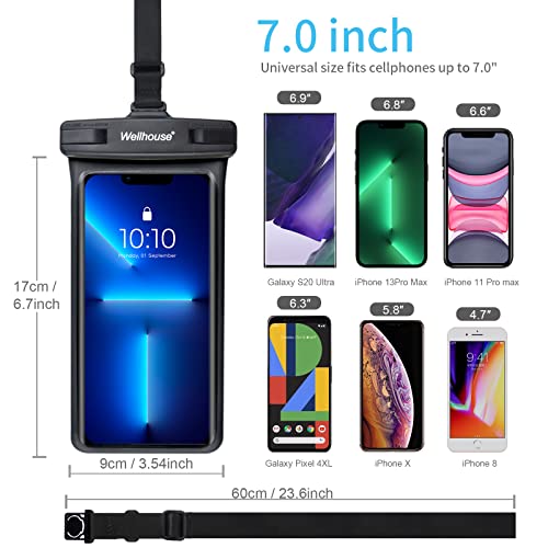 Waterproof Phone Pouch (1 Pack - Black7.0")