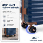 Carry On Luggage 22x14x9 Airline Approved Suitcase with Wheels (Dark Blue / 3 Piece Sets (20/BP/TB))