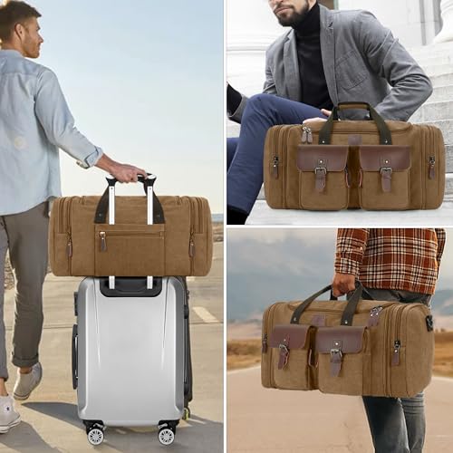 Canvas Duffle Bag for Men (Coffee / Large-50L)