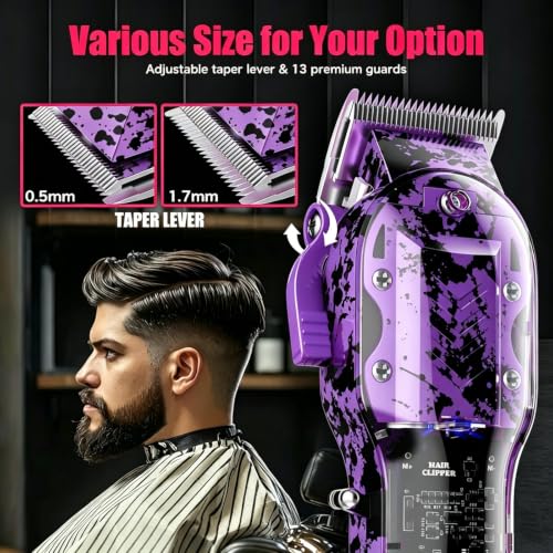 Professional Hair Clippers for Men (Purple Set)