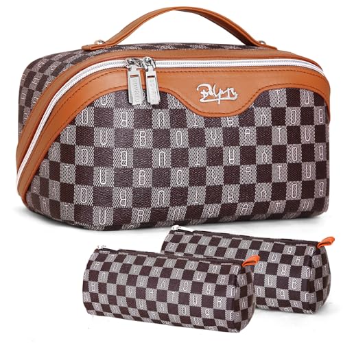 Travel Makeup Bag Organizer Cosmetic Bag (08-B-Brown)