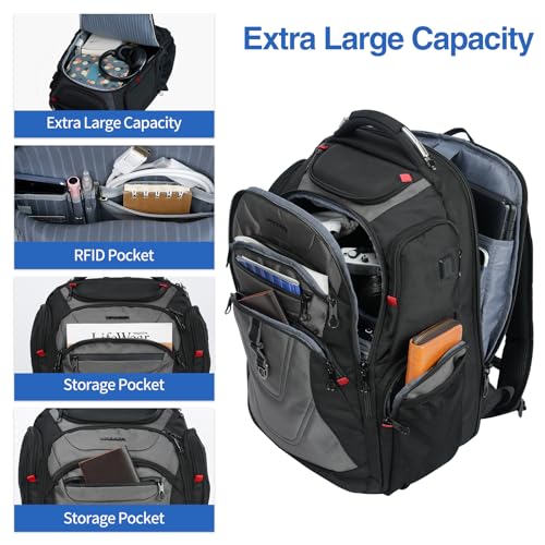 Travel Laptop Backpack 17.3 Inch XL Computer Backpack for Men (Black/Grey / 17.3 inch)