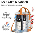 3 Bottle Wine Cooler Bag Carrier for Travel (White Flower)