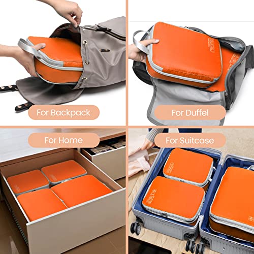 Compression Packing Cubes for Travel (01 Orange / 4-Piece Set)