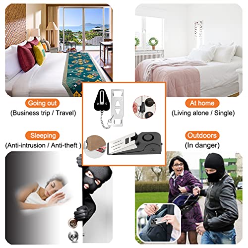 2 Packs Portable Door Stop Alarm & Door Lock (1 Black Lock & 1 Stopper)