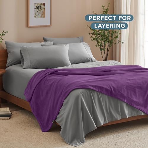 Fleece Blanket Luxury Microplush (Full/Queen / 16 - Plum)