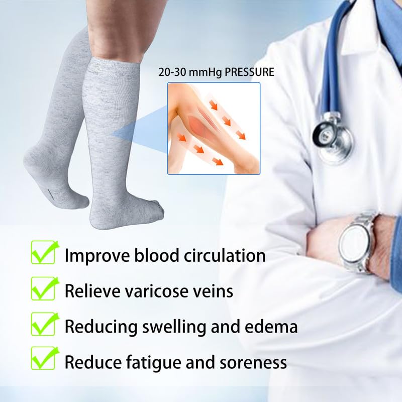 Viscose Made from Bamboo Compression Socks for Women&Men 20 (Large / 4 Pair-mix3)