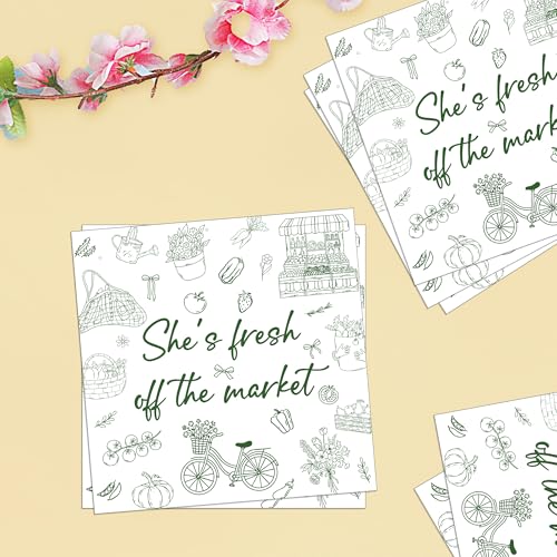 50Pcs She's Fresh off The Market Bridal Shower Napkins (Green)