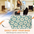 Vintage Cream Daisy 3 Pack PU Leahter Luggage Tag with Stainless Steel Loop (Vintage Cream Daisy)