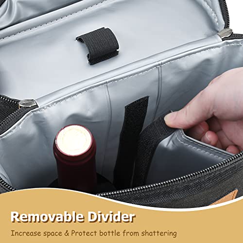 2 Bottle Insulated Wine Tote Carrier Bag (Black / 2 Bottle-without front pocket)