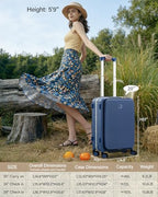 20 Inch Top Opening Carry On Luggage with Cup Holder and USB Ports (Interstellar Blue / 20 Inch Pro)