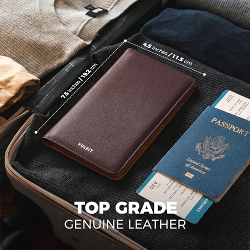 Passport Wallet for Travel RFID Blocking Premium Leather (Top Grain Wine)