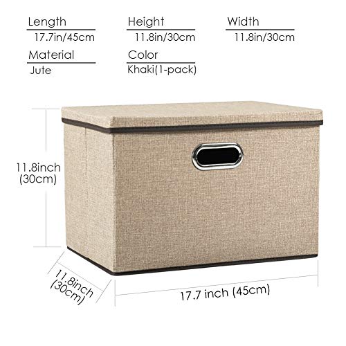 Large Collapsible Storage Bins with Lids [1 (Khaki / L(1-Pack))