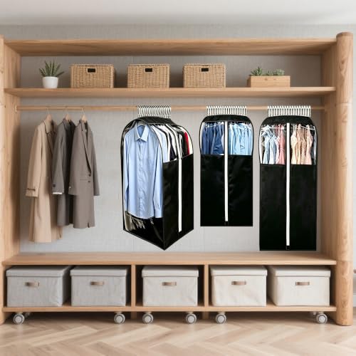 15" Gusseted Garment Bags for Hanging Clothes (Black / 24'' x 15''x 40'')