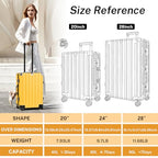 Zipperless Luggage 28inch Checked Hard Shell Suitcases with Wheels (Yellow / Large (28 Inch))