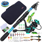 Telescopic Fishing Rod and Reel Combo (Green Full Kit with Carrier Case / 8.9 ft)