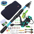 Telescopic Fishing Rod and Reel Combo (Green Full Kit with Carrier Case / 5.9 ft)
