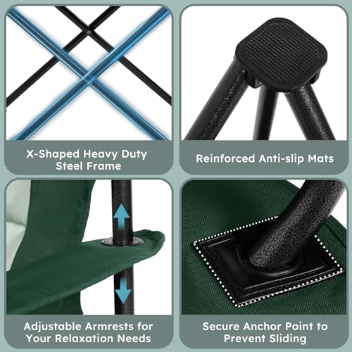 Oversized Heavy Duty Camping Chairs (Dark Green / Twin Pack)