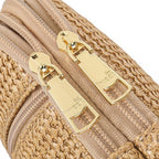 Faux Straw Crossbody Bags for Women Small RFID Summer Sling Bag (Pure Khaki Thin)