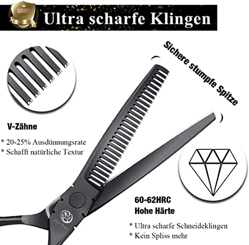 5.5 inch Hair Cutting Shears Set with Bag for Barbers (5.5 Inch / Black)