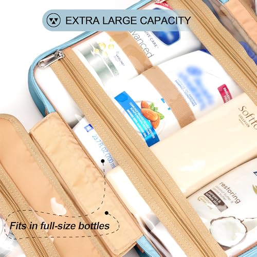 Travel Hanging Toiletry Bag for Women (Sky Blue / Large)