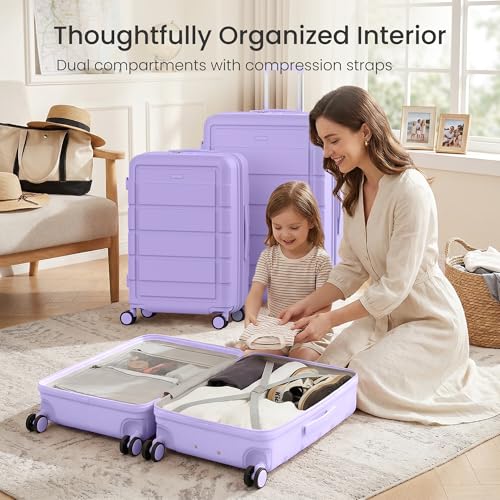G Series Luggage set 3pcs (Lavender Purple / 3-Piece Set (20/24/28in))