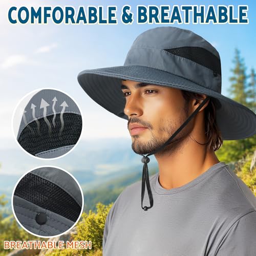 Sun Hats for Men Women Wide Brim Bucket Hat Beige (Beige (With Mesh))