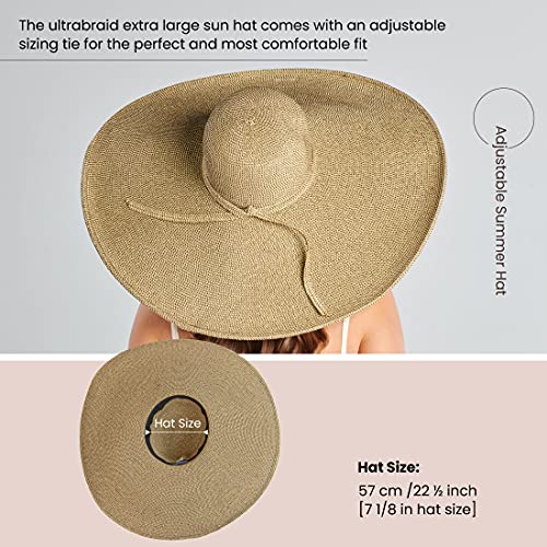 San Diego Hat Company UBX2535 Ultrabraid XL Brim Sun Hat Multi Brown One Size (One Size / Multi Brown- With Gold Lurex)
