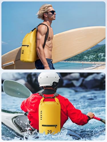 Waterproof Dry Bag Backpack with Zippered Pocket (Yellow / 40L)
