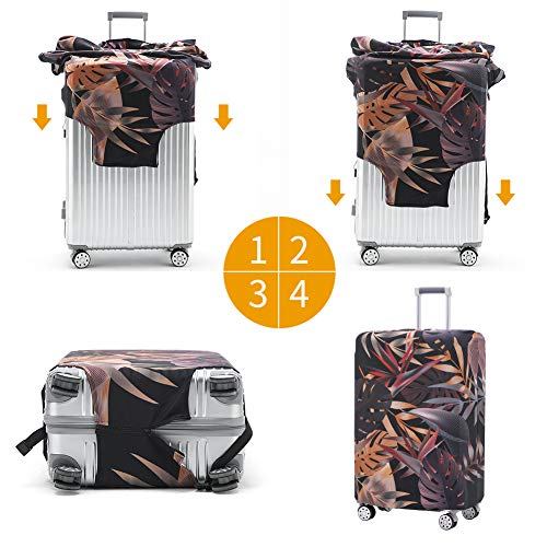Travelkin Luggage Covers For Suitcase Tsa Approved Suitcase Cover Protector (Leaves-Green / S)