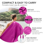 Quick Dry Travel Towel with Case & Carabiner (Purplish Red / 71.00" x 35.00")