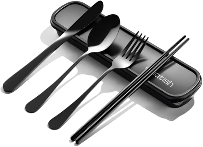 Travel Utensils with Case, Quatish Portable Silverware Set by Quatish