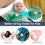 for AirTag Holder for Kids (Black/Pink)