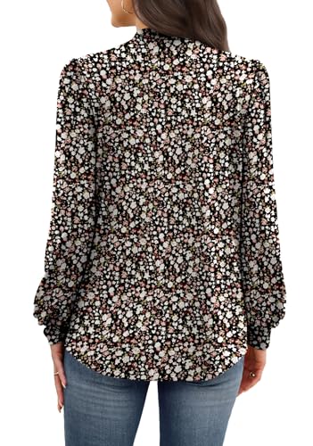 Blouses for Women Dressy Casual Long Sleeve Shirts for Women Business Casual Tops Mock Neck Womens Fall Fashion 2026 Work Clothes Early Spring Outfits for Teachers Clothing Floral Print L (01 - Floral Print / Large)