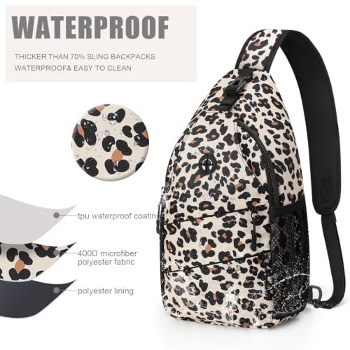 Crossbody Bags for Women Men Trendy Sling Bag Backpack Chest Bag (Medium / Leopard)